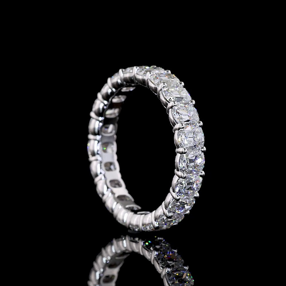 14K White Gold Antique Cushion Cut Lab Diamond Eternity Band - 3.70 Carat Total Weight, 21 Stones, E-F VS Quality - Covaloro Fine Jewelry