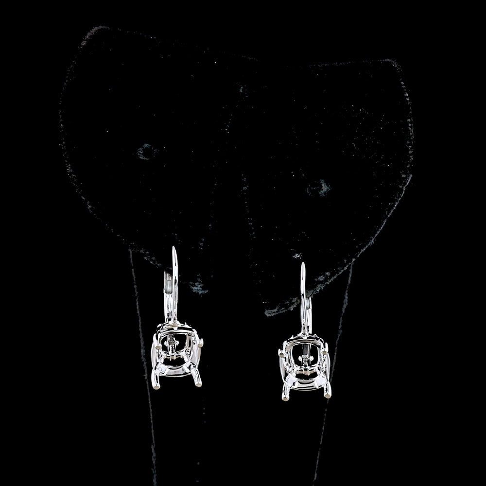 14K White Gold Antique Cushion Cut Lab Diamond Hanging Earrings - 4.10 Carat Total Diamond Weight, E-F Color VS1 Clarity, GIA Certified - Covaloro Fine Jewelry