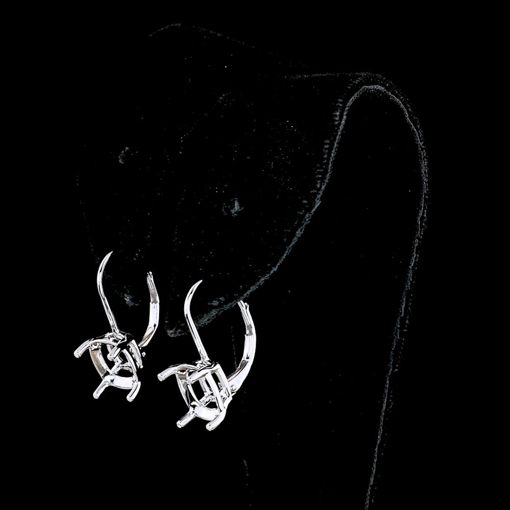 14K White Gold Antique Cushion Cut Lab Diamond Hanging Earrings - 4.10 Carat Total Diamond Weight, E-F Color VS1 Clarity, GIA Certified - Covaloro Fine Jewelry