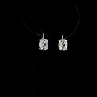 14K White Gold Antique Cushion Cut Lab Diamond Huggie Earrings - 4.16 Carat Total Weight, GIA Certified E-F VS1 - Covaloro Fine Jewelry