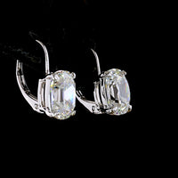 14K White Gold Antique Cushion Cut Lab Diamond Huggie Earrings - 4.16 Carat Total Weight, GIA Certified E-F VS1 - Covaloro Fine Jewelry