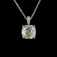 14K White Gold Antique Cushion Cut Lab Diamond Pendant with Accent Diamonds - 1.71 Carat Total Diamond Weight - Covaloro Fine Jewelry