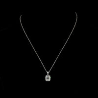 14K White Gold Antique Cushion Cut Lab Diamond Pendant with Brilliant Accent Stones - 3.11 Carat Total Diamond Weight, E VS1 Clarity, GIA Certified - Covaloro Fine Jewelry