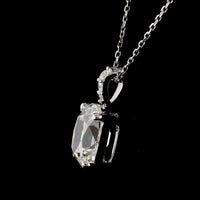 14K White Gold Antique Cushion Cut Lab Diamond Pendant with Brilliant Accent Stones - 3.11 Carat Total Diamond Weight, E VS1 Clarity, GIA Certified - Covaloro Fine Jewelry