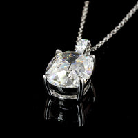 14K White Gold Antique Cushion Cut Lab Diamond Pendant with Brilliant Accent Stones - 3.11 Carat Total Diamond Weight, E VS1 Clarity, GIA Certified - Covaloro Fine Jewelry