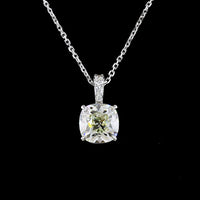 14K White Gold Antique Cushion Cut Lab Diamond Pendant with Brilliant Accents - 2.08 Carat Total Diamond Weight - Covaloro Fine Jewelry