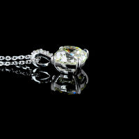14K White Gold Antique Cushion Cut Lab Diamond Pendant with Brilliant Accents - 2.08 Carat Total Diamond Weight - Covaloro Fine Jewelry