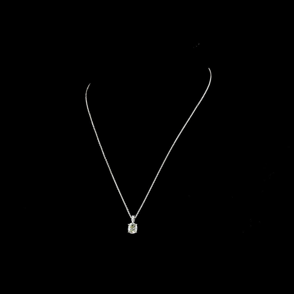 14K White Gold Antique Cushion Cut Lab Diamond Pendant with Brilliant Round Accents - 1.57 Carat Total Diamond Weight - Covaloro Fine Jewelry