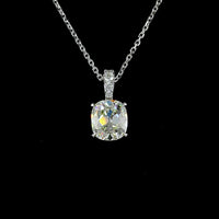 14K White Gold Antique Cushion Cut Lab Diamond Pendant with Brilliant Round Accents - 1.57 Carat Total Diamond Weight - Covaloro Fine Jewelry
