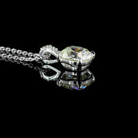 14K White Gold Antique Cushion Cut Lab Diamond Pendant with Brilliant Round Accents - 1.57 Carat Total Diamond Weight - Covaloro Fine Jewelry