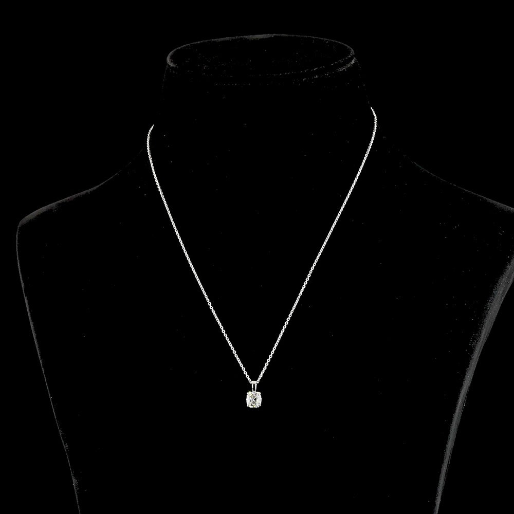 14K White Gold Antique Cushion Cut Lab Diamond Solitaire Pendant - 1.01 Carat Total Diamond Weight - Covaloro Fine Jewelry