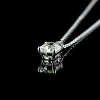 14K White Gold Antique Cushion Cut Lab Diamond Solitaire Pendant - 1.01 Carat Total Diamond Weight - Covaloro Fine Jewelry