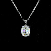14K White Gold Antique Cushion Cut Lab Diamond Solitaire Pendant - 1.90 Carat Total Weight, VVS2 Clarity - Covaloro Fine Jewelry