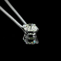 14K White Gold Antique Cushion Cut Lab Diamond Solitaire Pendant - 2.57 Carat Total Diamond Weight, G-H VS1 - Covaloro Fine Jewelry