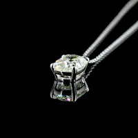 14K White Gold Antique Cushion Cut Lab Diamond Solitaire Pendant - 2.57 Carat Total Diamond Weight, G-H VS1 - Covaloro Fine Jewelry