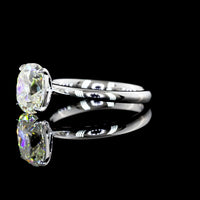 14K White Gold Antique Cushion Cut Lab Diamond Solitaire Ring - 2.02 Carat Total Diamond Weight, IGI Certified VS1 Clarity - Covaloro Fine Jewelry