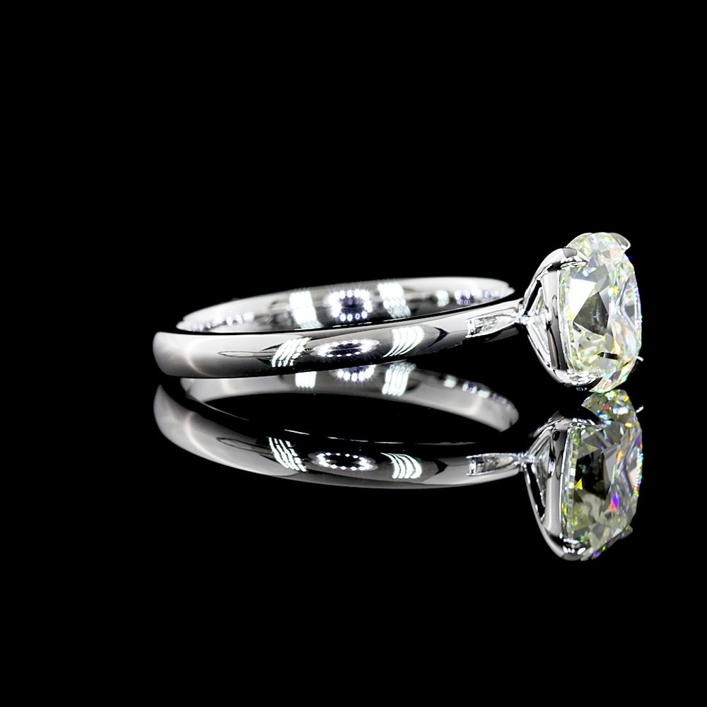 14K White Gold Antique Cushion Cut Solitaire Ring with 1.53 Carat Lab Grown I-J VS1 Diamond - IGI Certified - Covaloro Fine Jewelry