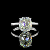 14K White Gold Antique Cushion Cut Solitaire Ring with 3.02 Carat IGI Certified Lab Diamond - J VS1 Quality - Covaloro Fine Jewelry