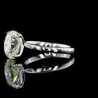 14K White Gold Antique Cushion Cut Solitaire Ring with 3.02 Carat IGI Certified Lab Diamond - J VS1 Quality - Covaloro Fine Jewelry