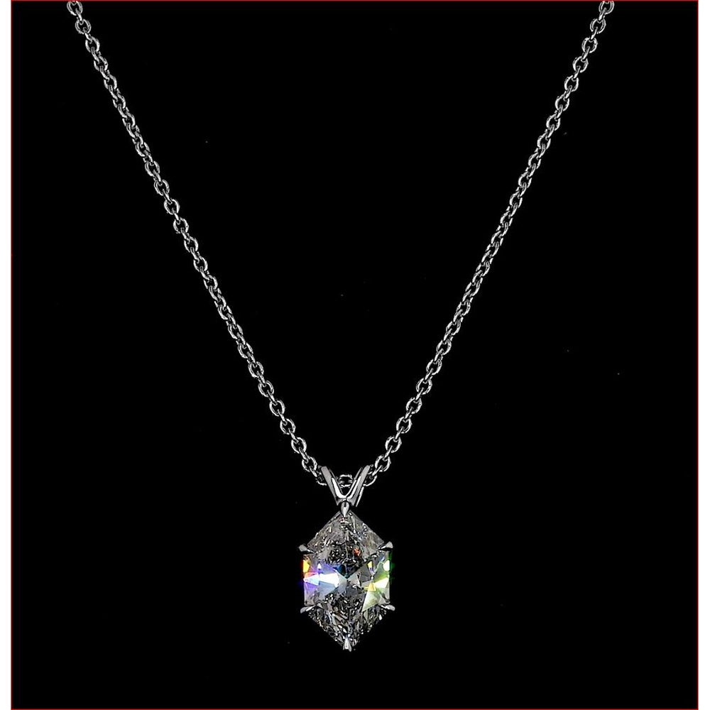 14K White Gold Antique Marquise Cut Solitaire Pendant with East-West Setting - 2.07 Carat Lab Diamond, G-H Color, VS1 Clarity - Covaloro Fine Jewelry
