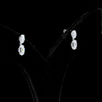 14K White Gold Antique Oval Cut Lab Diamond Drop Earrings - 1.70 Carat Total Weight, E-F VS Clarity, North-South Hanging Design - Covaloro Fine Jewelry