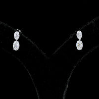 14K White Gold Antique Oval Cut Lab Diamond Drop Earrings - 1.70 Carat Total Weight, E-F VS Clarity, North-South Hanging Design - Covaloro Fine Jewelry