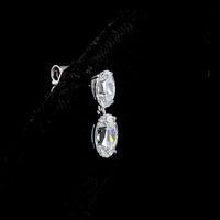 14K White Gold Antique Oval Cut Lab Diamond Drop Earrings - 1.70 Carat Total Weight, E-F VS Clarity, North-South Hanging Design - Covaloro Fine Jewelry