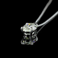 14K White Gold Antique Oval Cut Lab Diamond Solitaire Pendant with Prong Setting - 1.83 Carat Total Diamond Weight - Covaloro Fine Jewelry