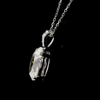 14K White Gold Antique Oval Pendant with 3.00 Carat E VVS2 Lab Diamond and Brilliant Cut Accents - 3.11 Carat Total Weight - Covaloro Fine Jewelry