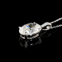 14K White Gold Antique Oval Pendant with 3.00 Carat E VVS2 Lab Diamond and Brilliant Cut Accents - 3.11 Carat Total Weight - Covaloro Fine Jewelry