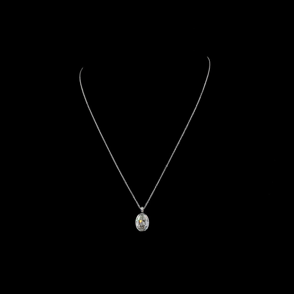 14K White Gold Antique Oval Pendant with Bezel Set 3.42 Carats Lab Diamond and Brilliant Cut Accents - 3.48 Carats Total Diamond Weight - Covaloro Fine Jewelry