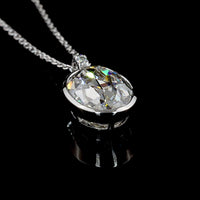 14K White Gold Antique Oval Pendant with Bezel Set 3.42 Carats Lab Diamond and Brilliant Cut Accents - 3.48 Carats Total Diamond Weight - Covaloro Fine Jewelry