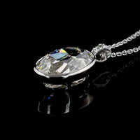 14K White Gold Antique Oval Pendant with Bezel Set 3.42 Carats Lab Diamond and Brilliant Cut Accents - 3.48 Carats Total Diamond Weight - Covaloro Fine Jewelry