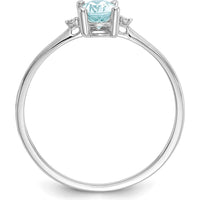 14K White Gold Aquamarine and Diamond Birthstone Ring - 0.43 Carat Aquamarine, 0.008 Carat Total Diamond Weight by Oro Pregiato