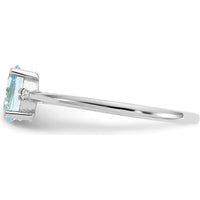 14K White Gold Aquamarine and Diamond Birthstone Ring - 0.43 Carat Aquamarine, 0.008 Carat Total Diamond Weight by Oro Pregiato