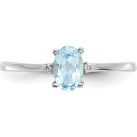 14K White Gold Aquamarine and Diamond Birthstone Ring - 0.43 Carat Aquamarine, 0.008 Carat Total Diamond Weight by Oro Pregiato