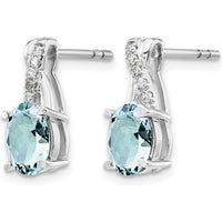 14K White Gold Aquamarine and Diamond Drop Earrings - 0.006 Carat Total Diamond Weight by Oro Pregiato
