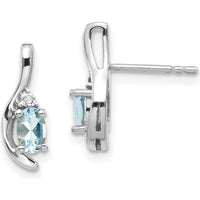 14K White Gold Aquamarine and Diamond Drop Earrings - 0.293 Carat Total Aquamarine Weight, 0.01 Carat Total Diamond Weight by Oro Pregiato