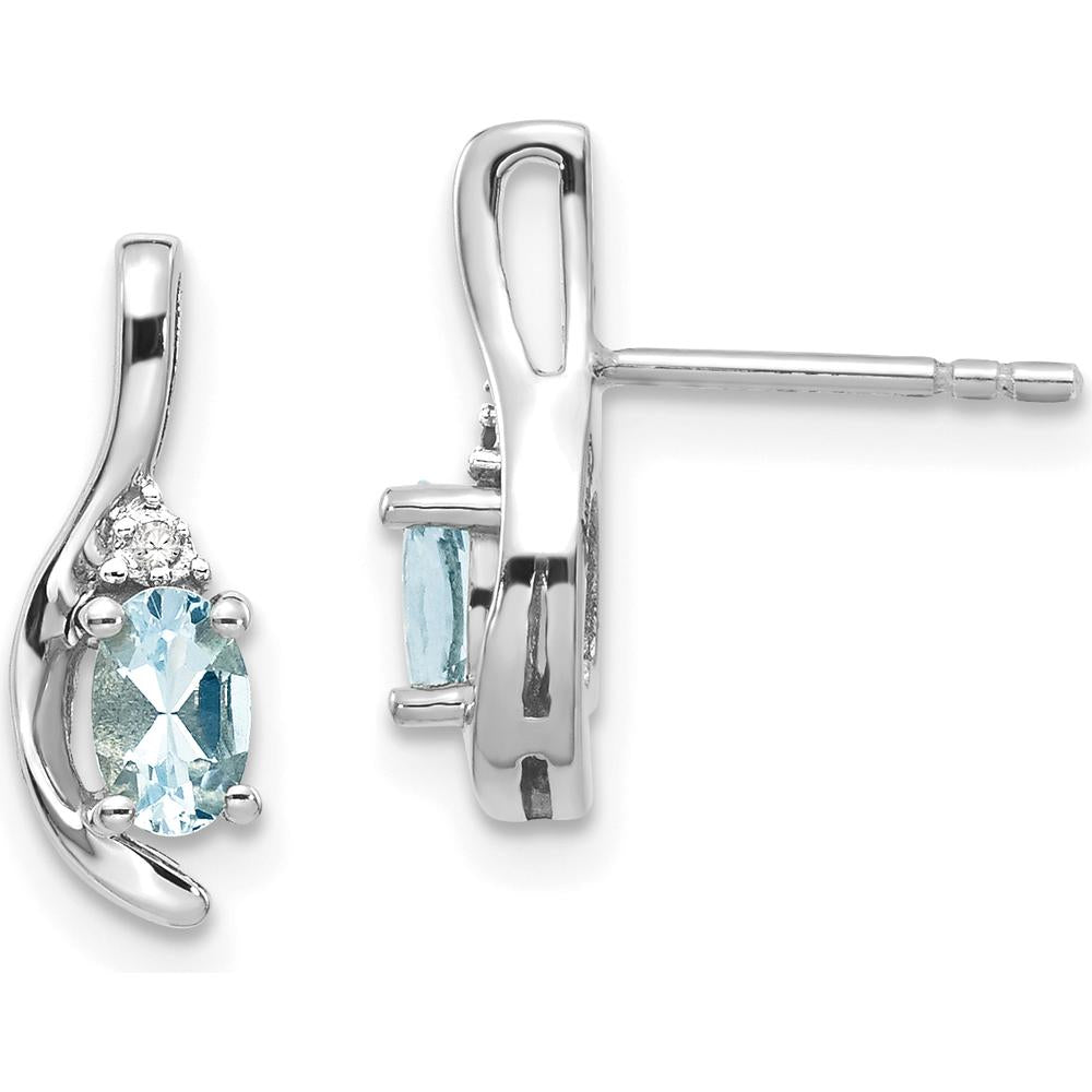 14K White Gold Aquamarine and Diamond Drop Earrings - 0.293 Carat Total Aquamarine Weight, 0.01 Carat Total Diamond Weight by Oro Pregiato