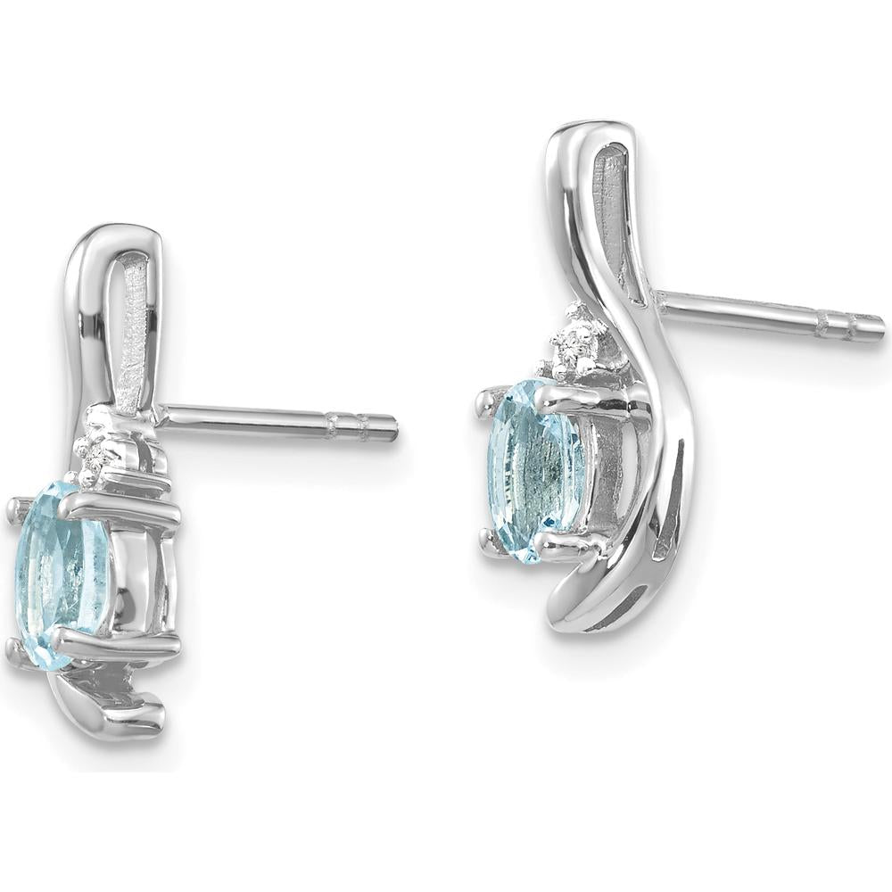 14K White Gold Aquamarine and Diamond Drop Earrings - 0.293 Carat Total Aquamarine Weight, 0.01 Carat Total Diamond Weight by Oro Pregiato