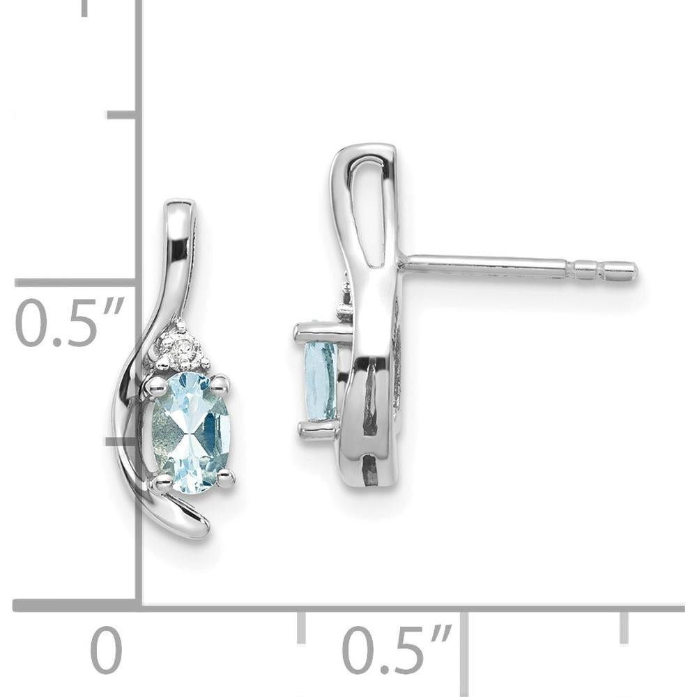 14K White Gold Aquamarine and Diamond Drop Earrings - 0.293 Carat Total Aquamarine Weight, 0.01 Carat Total Diamond Weight by Oro Pregiato