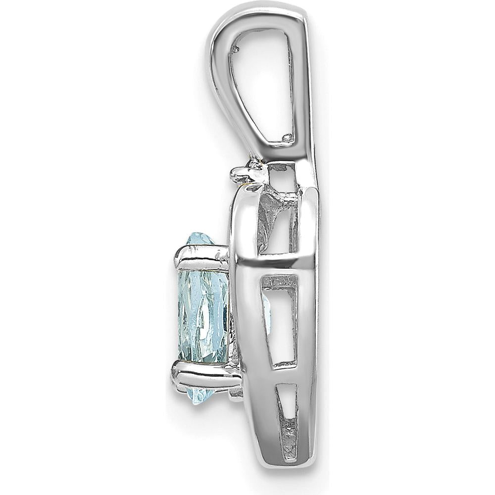 14K White Gold Aquamarine and Diamond Heart Pendant - 0.4 Carat Aquamarine, 0.007 Carat Diamond by Oro Pregiato