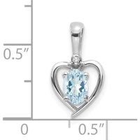 14K White Gold Aquamarine and Diamond Heart Pendant - 0.4 Carat Aquamarine, 0.007 Carat Diamond by Oro Pregiato