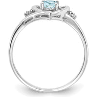 14K White Gold Aquamarine and Diamond Heart Ring - 0.4 Carat Aquamarine, 0.01 Carat Diamond Total Weight by Oro Pregiato