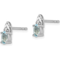 14K White Gold Aquamarine and Diamond Post Earrings - 0.586 Carat Total Aquamarine Weight, 0.010 Carat Total Diamond Weight by Oro Pregiato
