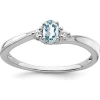 14K White Gold Aquamarine and Diamond Ring - 0.34 Carat Aquamarine, 0.04 Carat Total Diamond Weight by 0