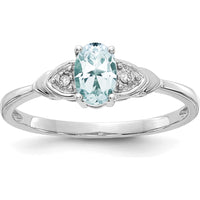 14K White Gold Aquamarine and Diamond Ring - 0.4 Carat Aquamarine, 0.01 Carat Diamonds by Oro Pregiato