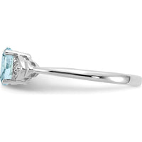 14K White Gold Aquamarine and Diamond Ring - 0.4 Carat Aquamarine, 0.01 Carat Diamonds by Oro Pregiato