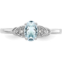 14K White Gold Aquamarine and Diamond Ring - 0.4 Carat Aquamarine, 0.01 Carat Diamonds by Oro Pregiato