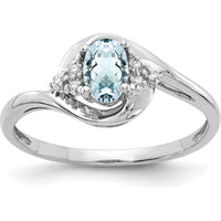 14K White Gold Aquamarine and Diamond Ring - 0.4 Carat Aquamarine, 0.02 Carat Total Diamond Weight by Oro Pregiato